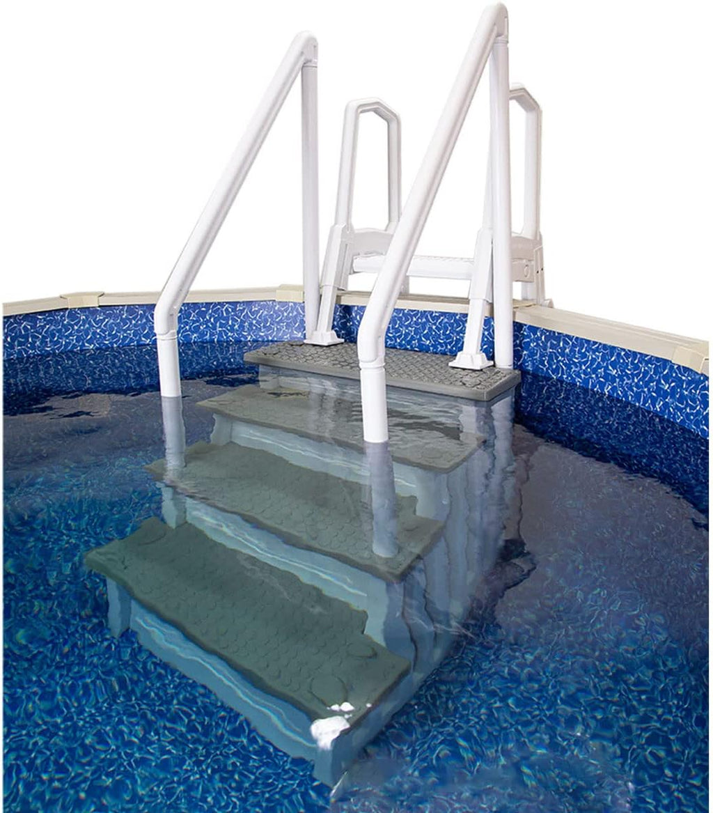 2026 Select Anti-Slip in-Pool Steps | Gray | for Above Ground Swimming Pools | Can Mount to Decks 48′′ to 54′′ H | Safety Stairs Capacity Up to 300 lbs