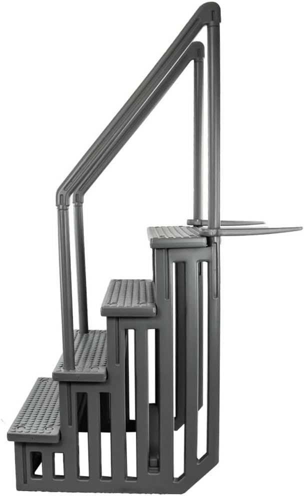 2026 Select Anti-Slip in-Pool Steps | Gray | for Above Ground Swimming Pools | Can Mount to Decks 48′′ to 54′′ H | Safety Stairs Capacity Up to 300 lbs