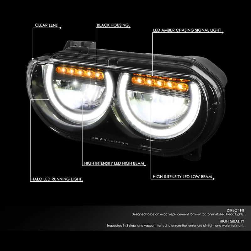 LED DRL Halo Headlights 08-14 Dodge Challenger