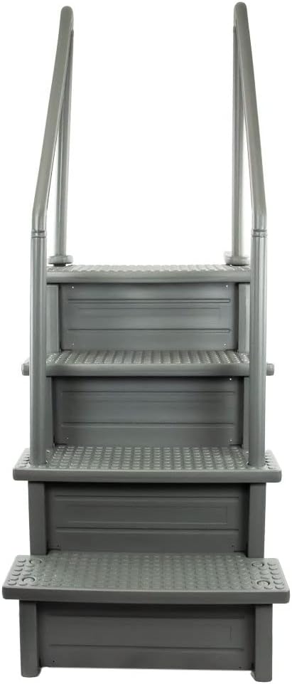 2026 Select Anti-Slip in-Pool Steps | Gray | for Above Ground Swimming Pools | Can Mount to Decks 48′′ to 54′′ H | Safety Stairs Capacity Up to 300 lbs