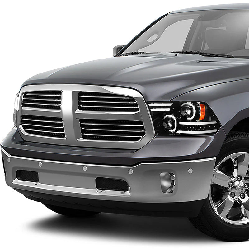 LED DRL Halo Projector Headlights 10-18 Ram 1500-3500, 2009 Dodge Ram 1500