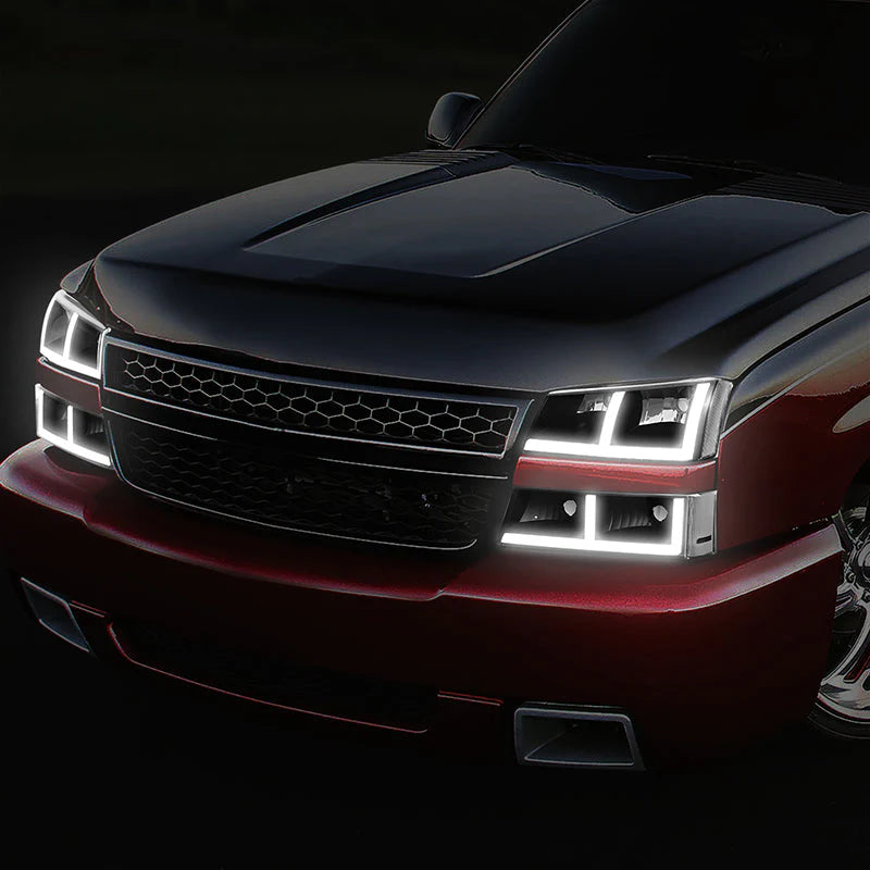 LED DRL Headlights 03-06 Chevy Avalanche Silverado 1500-3500 / HD