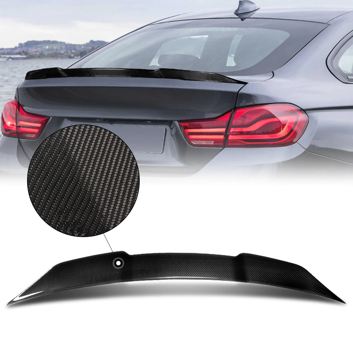 PSM-Style Duck Bill Carbon Fiber Rear Trunk Lid Spoiler 15-16 BMW 4 Series F32 Gran Coupe