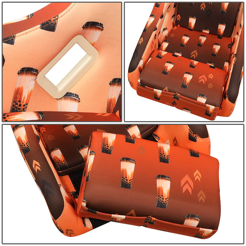 Vegan Satin Fixed Back Racing Bucket Seat Universal