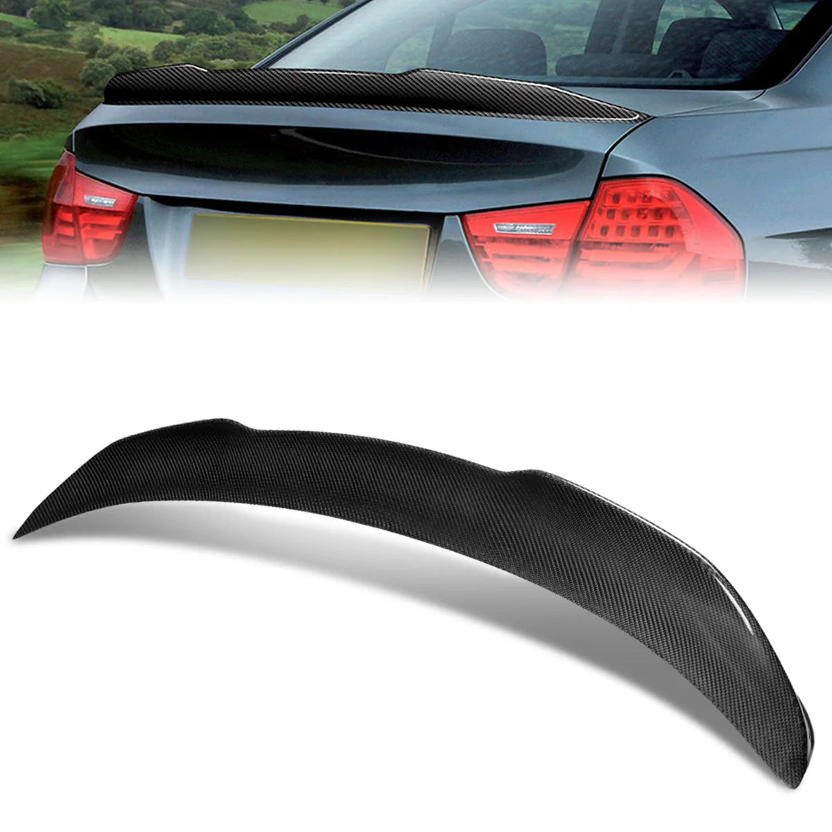 PSM-Style Carbon Fiber Rear Trunk Lid Spoiler 06-11 BMW 3 Series E90 sedon
