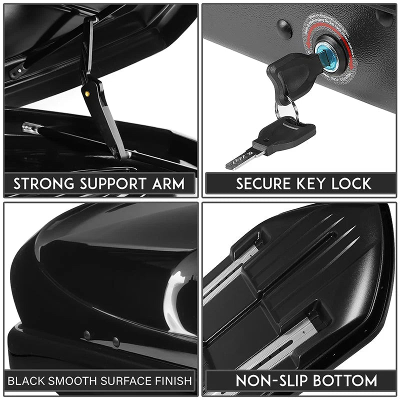 Glossy Roof Lockable Cargo Box w/Key Mounting Brackets Fits model w/ Roof Rails Only