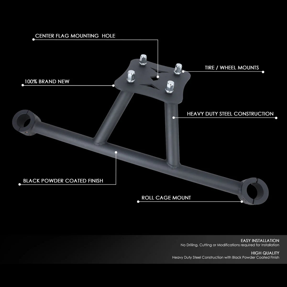 Rear Upper Roll Cage Spare Tire Carrier Mount 14-19 Polaris RZR XP 1000 XP 4