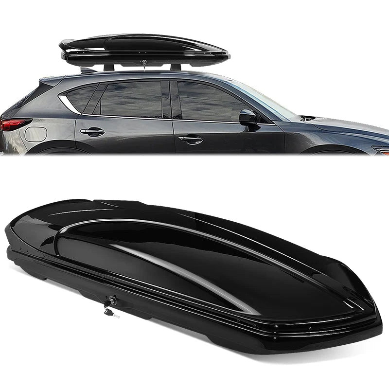 Glossy Roof Lockable Cargo Box w/Key Mounting Brackets Fits model w/ Roof Rails Only