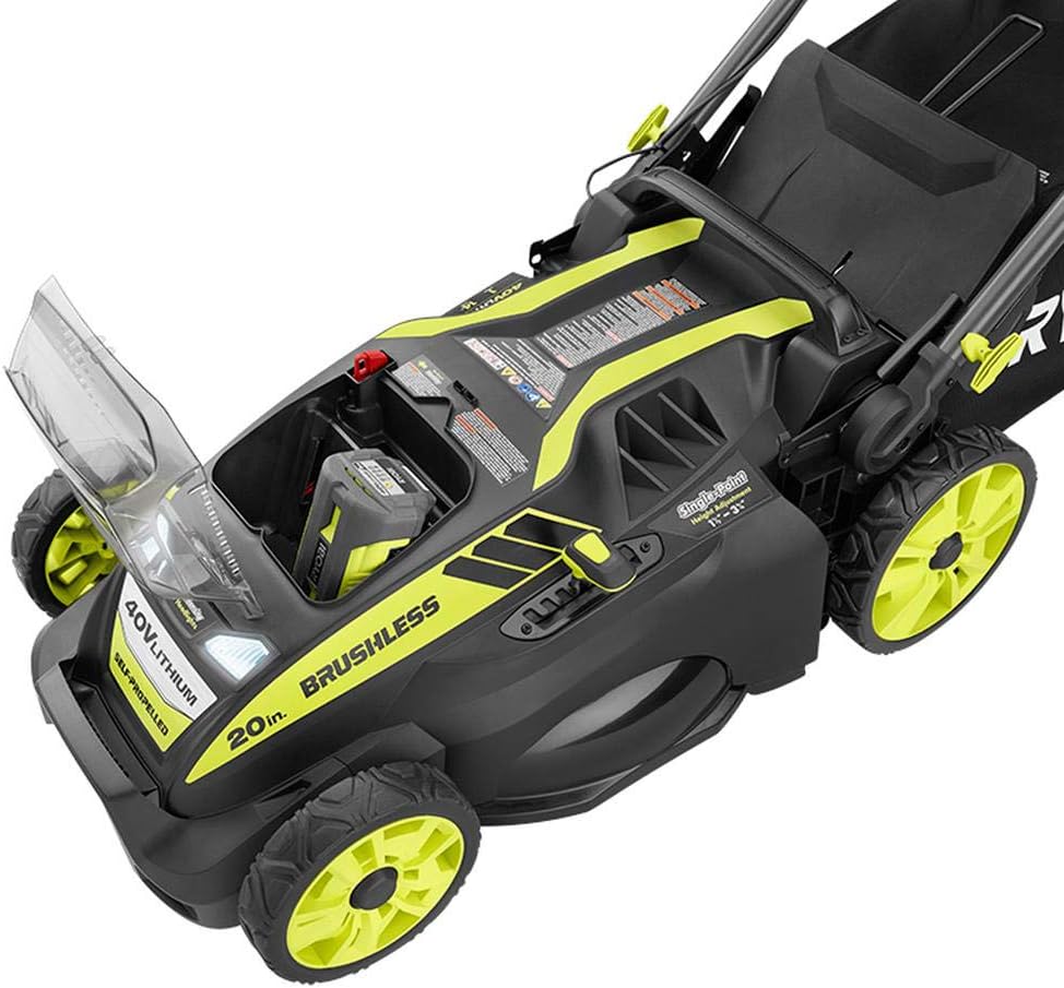 2026 20" RY40190 40-Volt Brushless Lithium-Ion Cordless Battery Self Propelled Lawn Mower with 5.0 Ah Battery and Charger Included