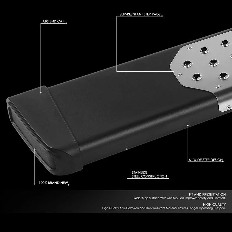 6.5 in. Wide Flat Step Running Boards 19-22 Chevy Silverado GMC Sierra Crew Cab