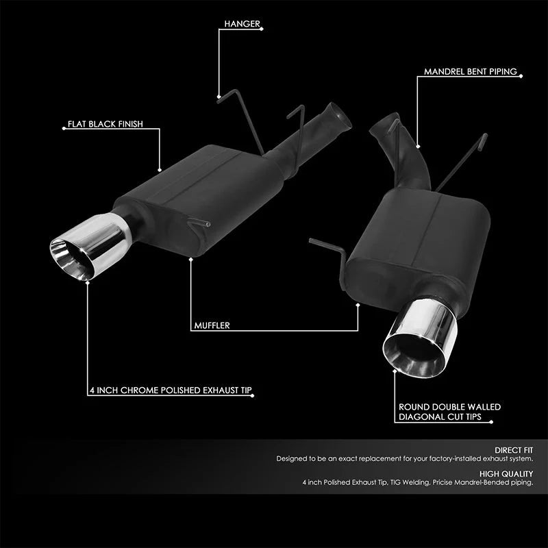 Axle-back Exhaust Systems w/3.75 in. OD Stainless Steel Muffler Tip 13-14 Ford Mustang 5.0L 2Pcs