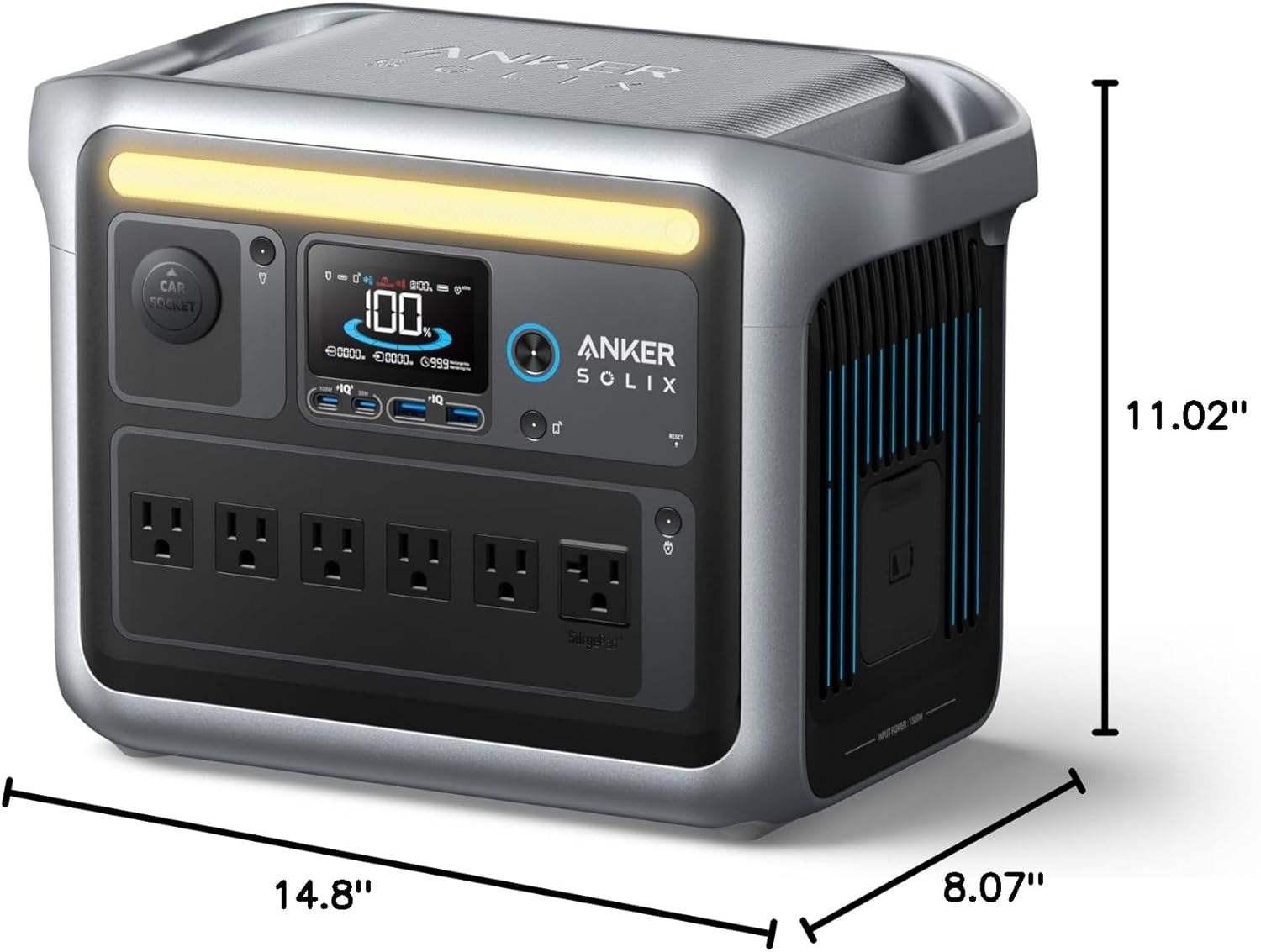 2026 Anker SOLIX C1000 Portable Power Station with 200W Solar Panel, 1800W Solar Generator, 1056wh LFP (LiFePO4) Battery, 6 AC Outlets, Up to 2400W for Home, Power Outages, and Outdoor Camping