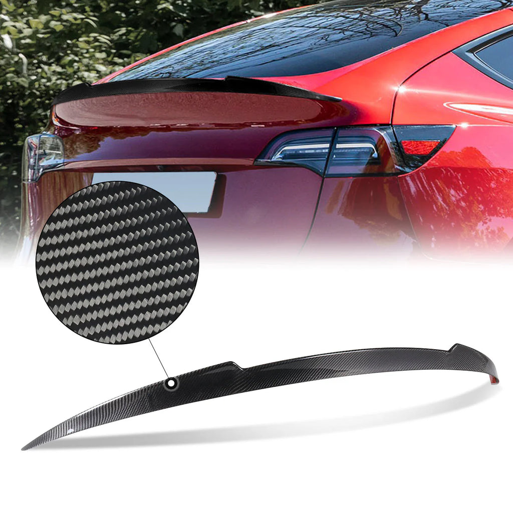 V-Style Carbon Fiber Rear Trunk Lid Spoiler 20-22 Tesla Y