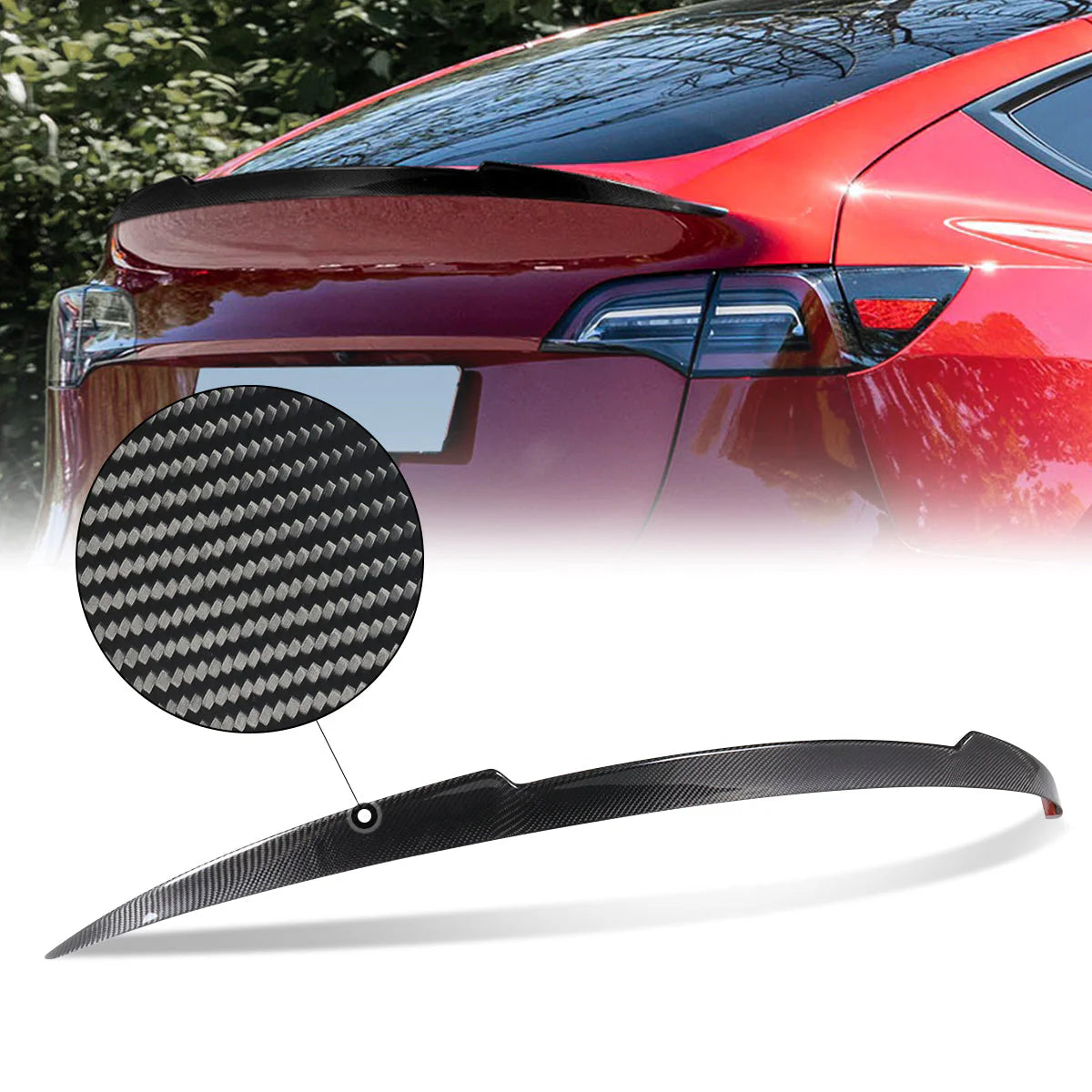 V-Style Carbon Fiber Rear Trunk Lid Spoiler 20-22 Tesla Y