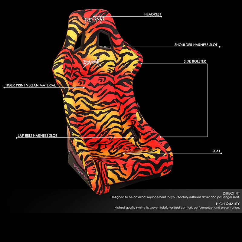 Tiger Orange Vegan Satin Racing Seats w/Mount Bracket Universal