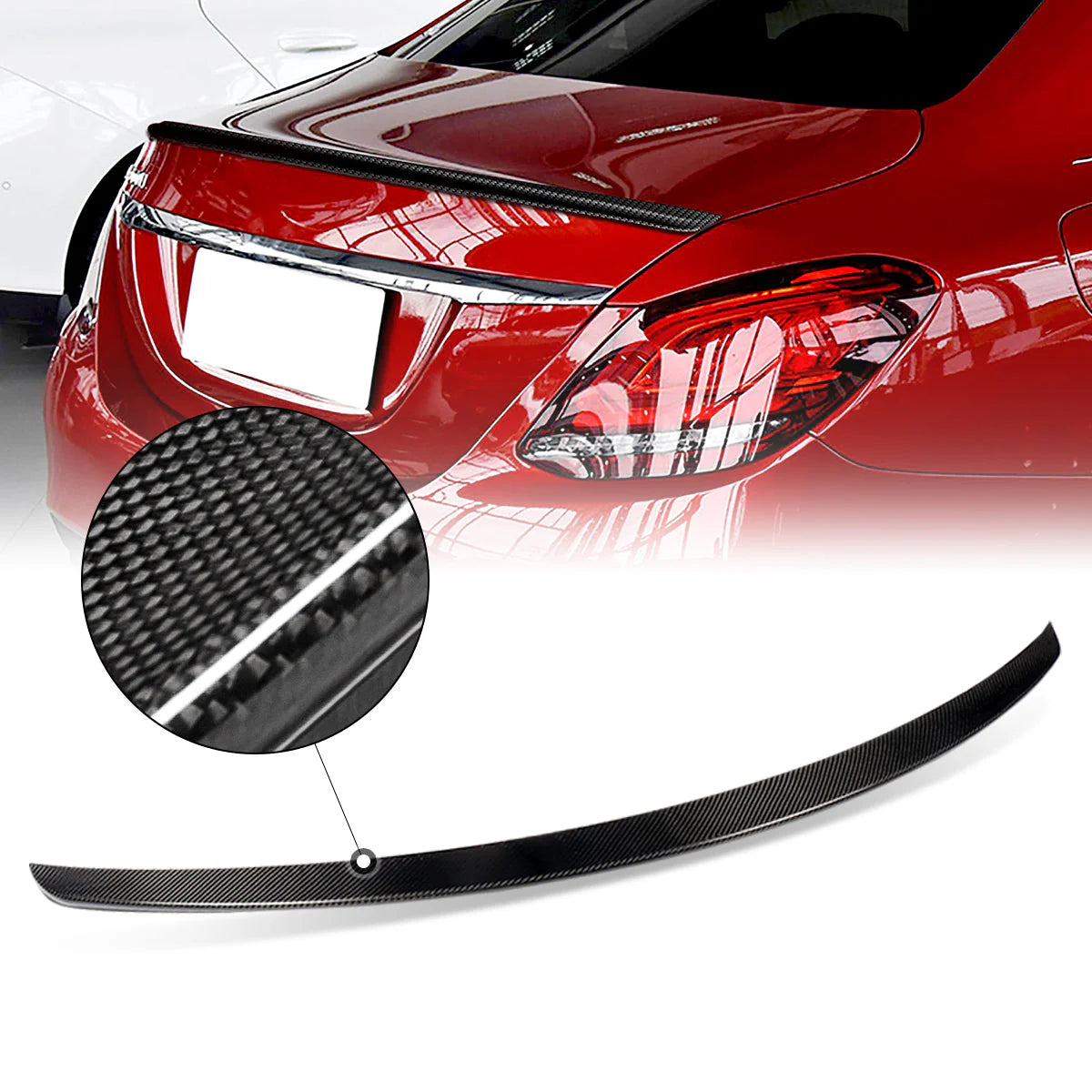 AMG-Type Carbon Fiber Rear Trunk Lid Spoiler 15-21 Mercedes-Benz C-Class W205 Sedan