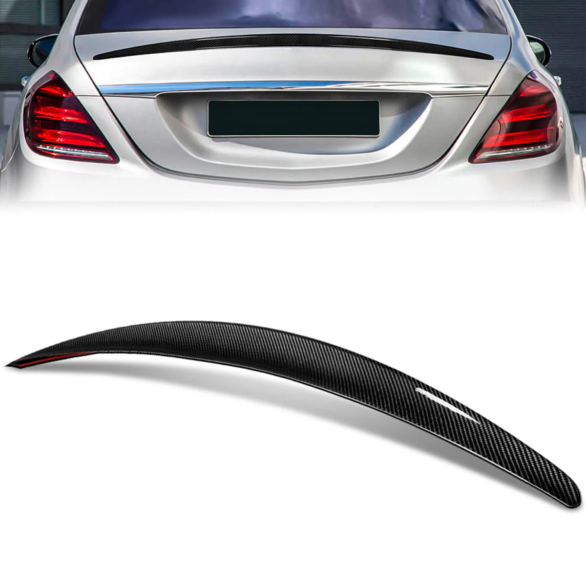 P-Type Carbon Fiber Rear Trunk Lid Spoiler 14-20 Mercedes-Benz S63 S65 AMG S600L Sedan