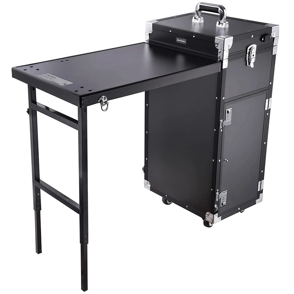 2026 Nail Desk Mobile Station Rolling Makeup Train Case Trolley Cosmetic Manicure Table Mirror 4 Drawers Pink