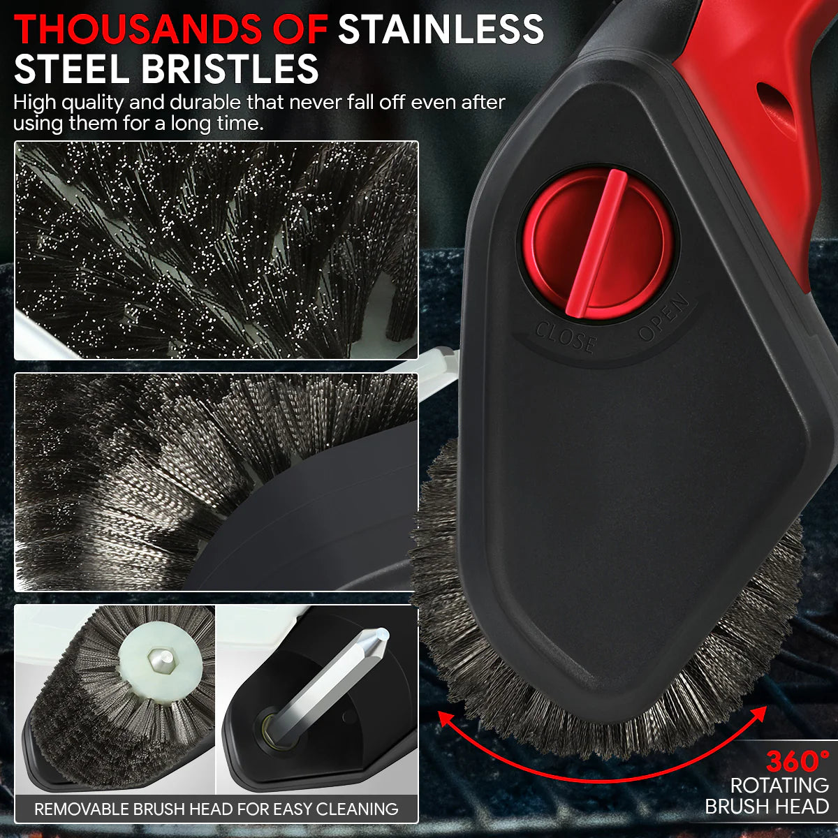 Cordless Power Grill Cleaning Scrub Brush w/Type-C Cable