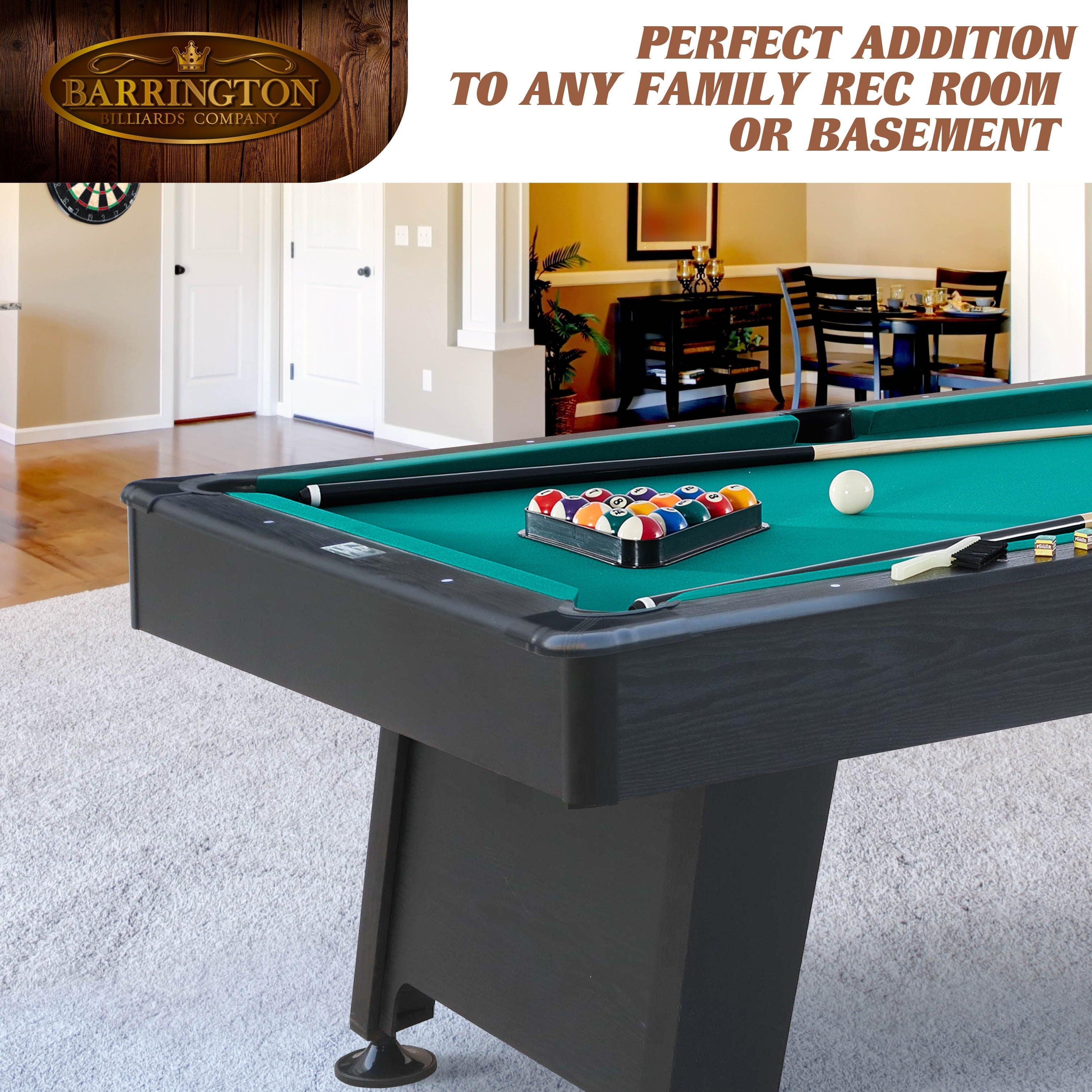 2026 84′′ Arcade Pool Table with Bonus Dartboard Set, Green