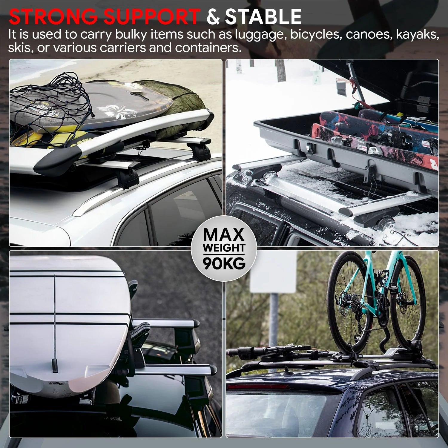 49 in. Adjustable Roof Rack Cargo CarrierCross Bar Fits Vehicles w/ Non Round Roof Rails