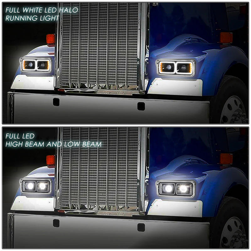 LED DRL Halo Headlights 86-07 Kenworth T600A Peterbilt 378 379