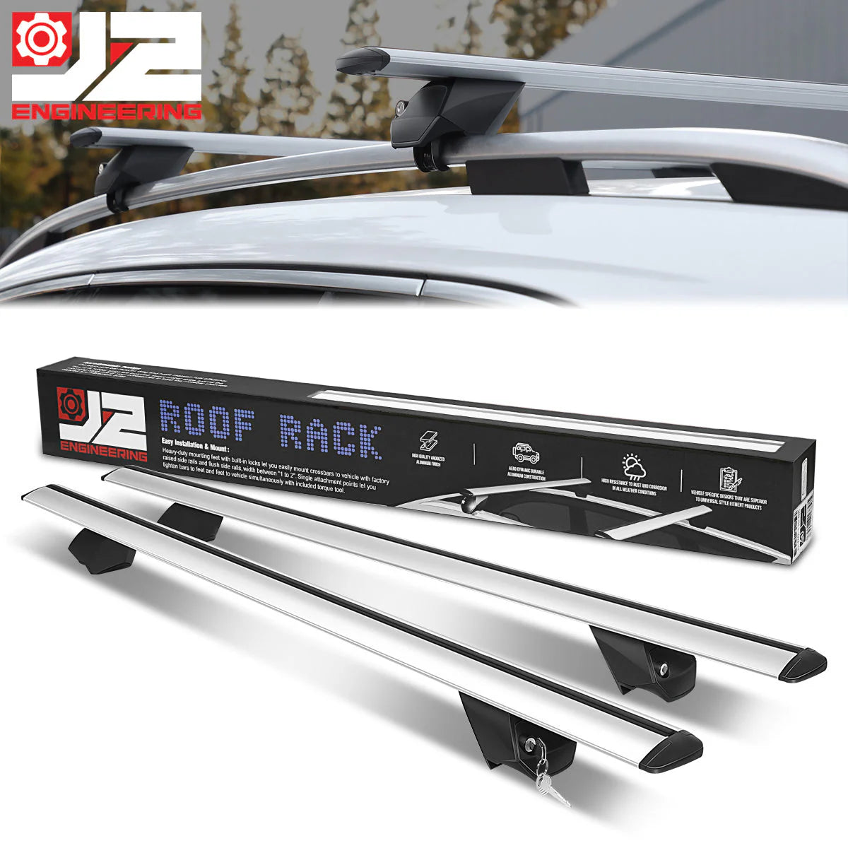 49 in. Adjustable Roof Rack Cargo CarrierCross Bar Fits Vehicles w/ Non Round Roof Rails