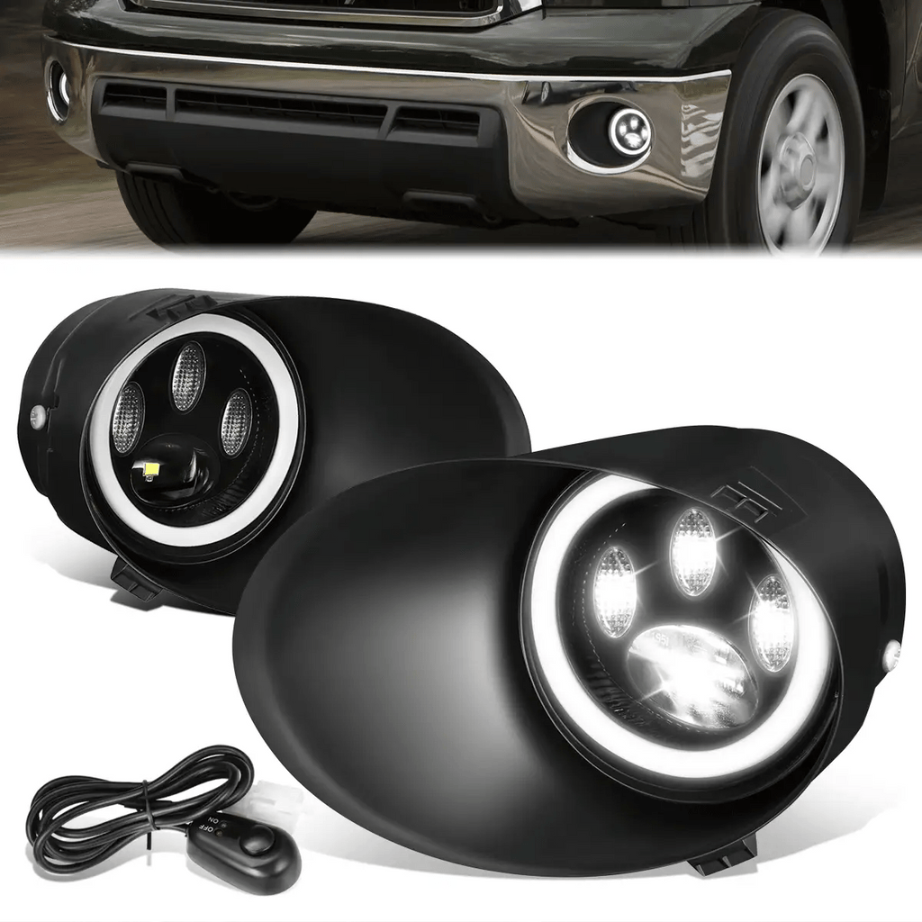 LED Halo Projector Fog Lights w/ Switch Bezels 07-13 Toyota Tundra , 05-11 Tacoma