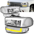 LED DRL Switchback Headlights 01-06 GMC Sierra 1500 Yukon Denali