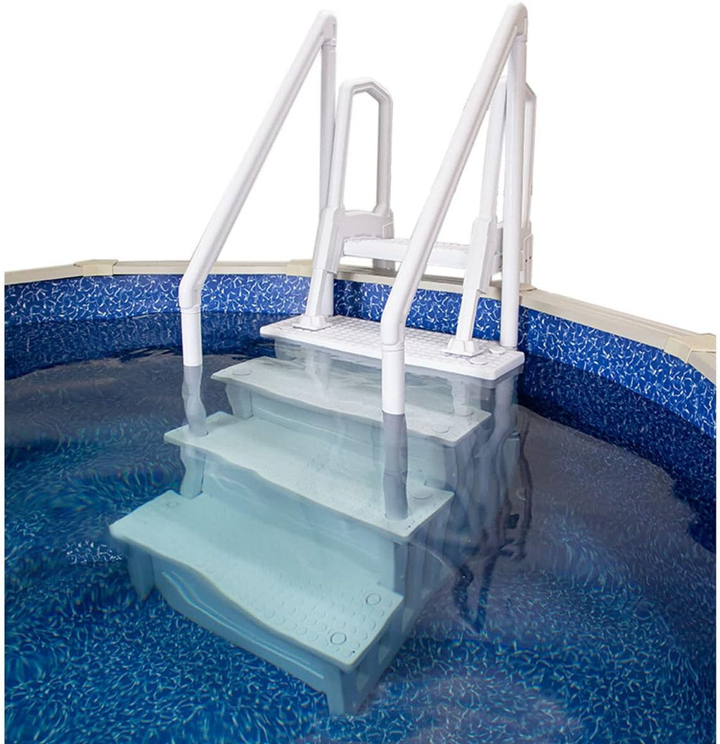 2026 Select Anti-Slip in-Pool Steps | Gray | for Above Ground Swimming Pools | Can Mount to Decks 48′′ to 54′′ H | Safety Stairs Capacity Up to 300 lbs