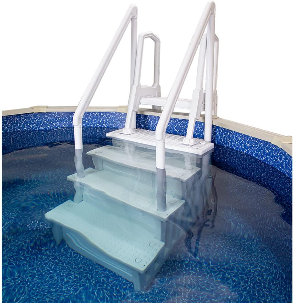 2026 Select Anti-Slip in-Pool Steps | Gray | for Above Ground Swimming Pools | Can Mount to Decks 48′′ to 54′′ H | Safety Stairs Capacity Up to 300 lbs