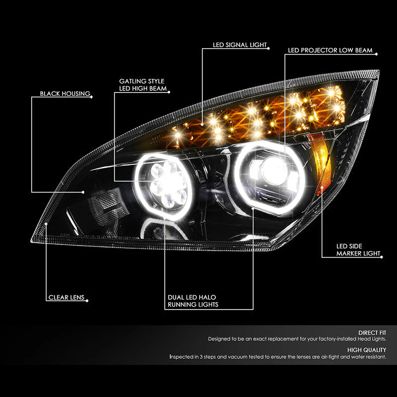 LED DRL Halo Projector Headlights 18-21 Freightliner Cascadia