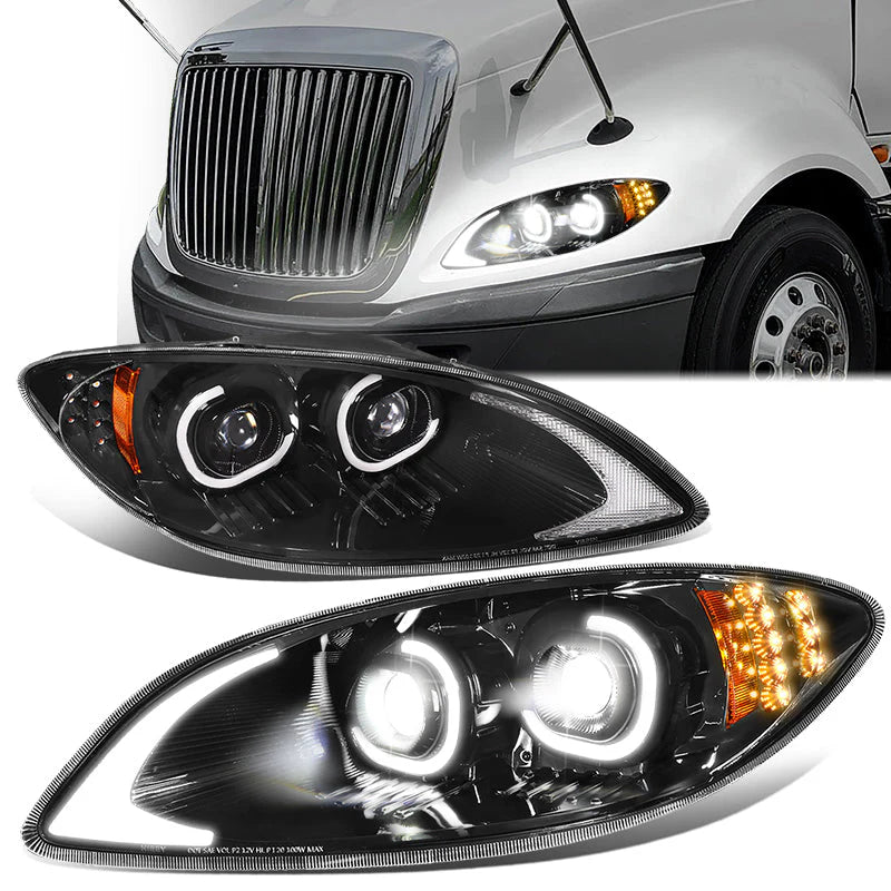 LED DRL Halo Projector Headlights 09-18 International Harvester ProStar