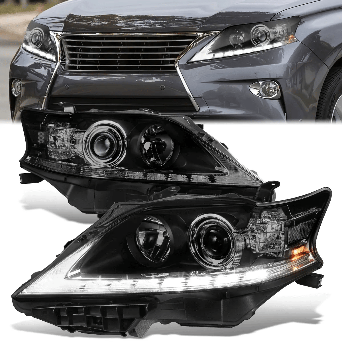 LED DRL Projector Headlights 13-15 Lexus RX350, RX450H