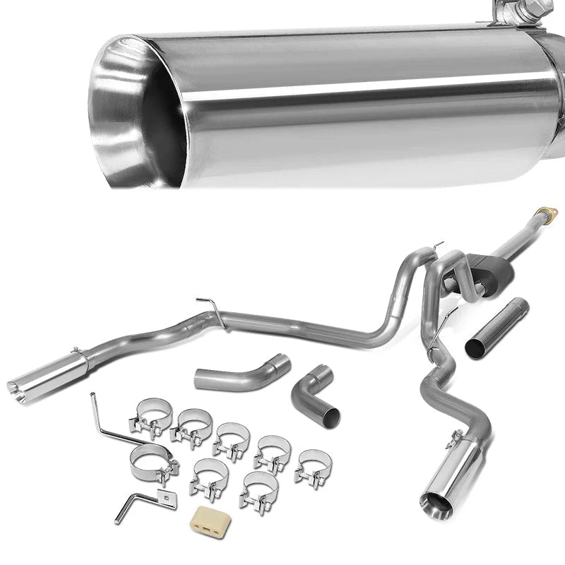 Cat-Back Exhaust w/3.5 in. OD Stainless Steel Muffler Tip 15-20 Ford F-150 2.7L 3.5L 5.0L