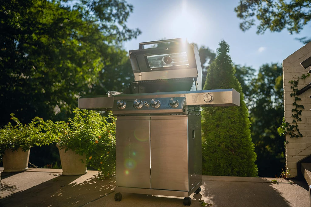 2026 Larger 4-Burner Propane Gas Grills bbq Stainless Steel Heavy-Duty Cabinet Style with Knob Controls Side Burner Mesa 400m