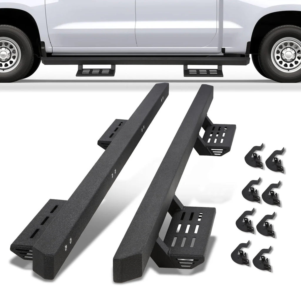 4.75 in. W Drop Foot Step Running Boards 19-22 Chevy Silverado GMC Sierra Crew Cab