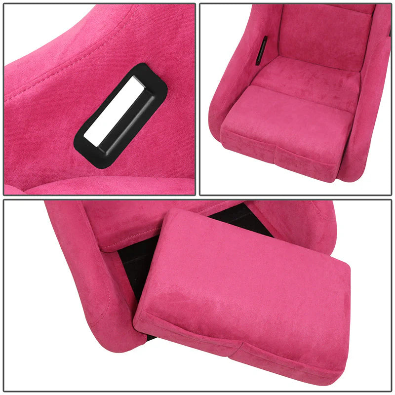 Vegan Micro Fiber Fixed Back Racing Bucket Seat Universal