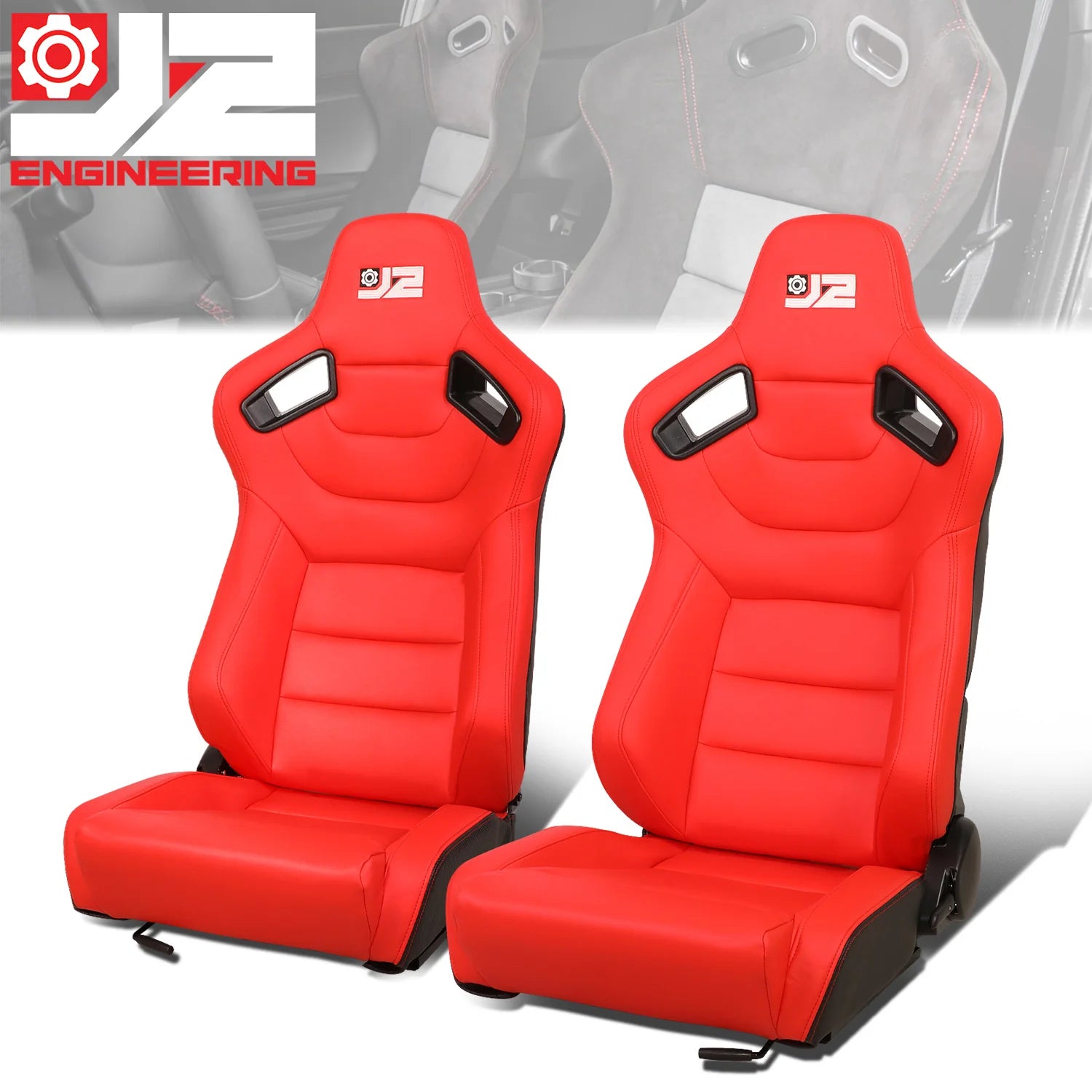 38 in. H X 21 in. W X 23 in. D Pair Reclinable Synthetic Leather Bucket Racing Universal