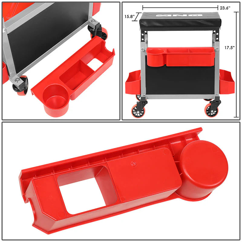 Roller Seat Creeper Storage Mechanic Stool - 17.5 in. X 23.6 in. X 15.8 in.