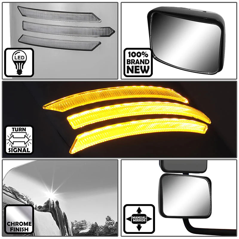 Performance Series Side Hood Mirrors (Black) 05-21 Hino 145, 238, 268, 338, 358, L6, XL7