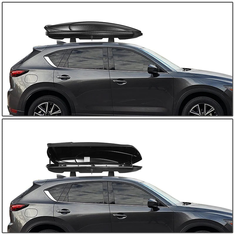 Black Roof Lockable Cargo Box w/Key Mounting Brackets Fits model w/ Roof Rails Only