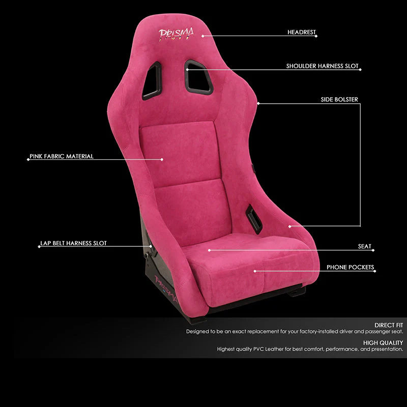 Vegan Micro Fiber Fixed Back Racing Bucket Seat Universal