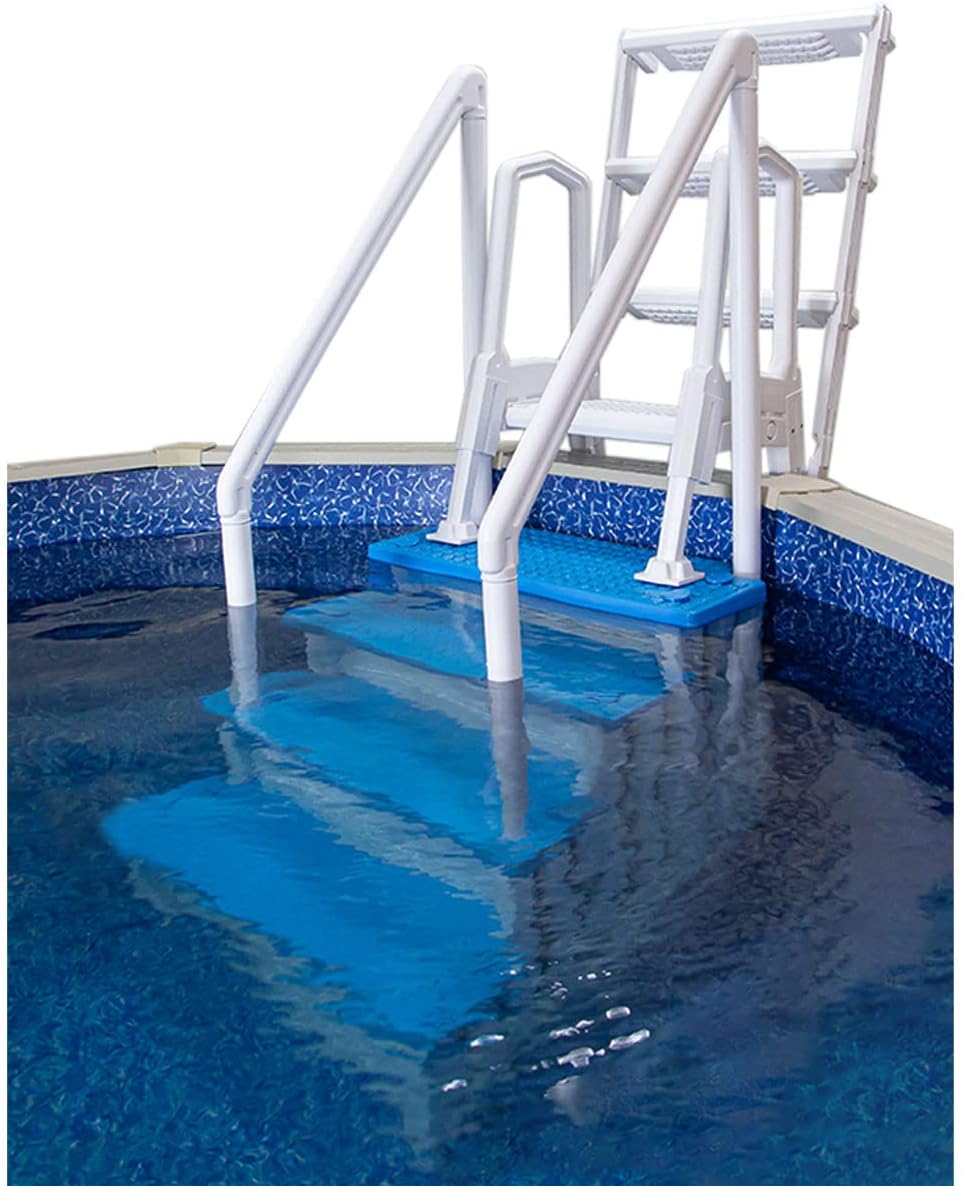 2026 Select Anti-Slip in-Pool Steps | Gray | for Above Ground Swimming Pools | Can Mount to Decks 48′′ to 54′′ H | Safety Stairs Capacity Up to 300 lbs