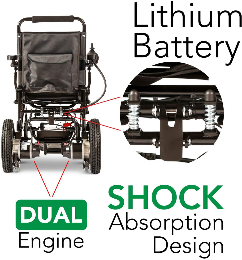 2026 2020 New Folding Ultra Lightweight Electric Power Wheelchair, Silla de Ruedas Electrica, FDA Approved and Air Travel Allowed, Heavy Duty, Mobility Motorized, Portable Power (17.5′′ Seat Width)