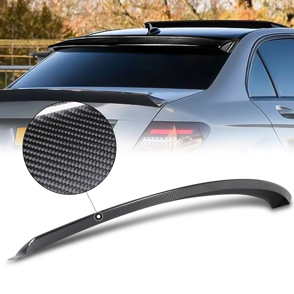 08-14 Mercedes-Benz C63 AMG C300 C350 Sedan Rear Trunk Lid Spoiler - Carbon Fiber