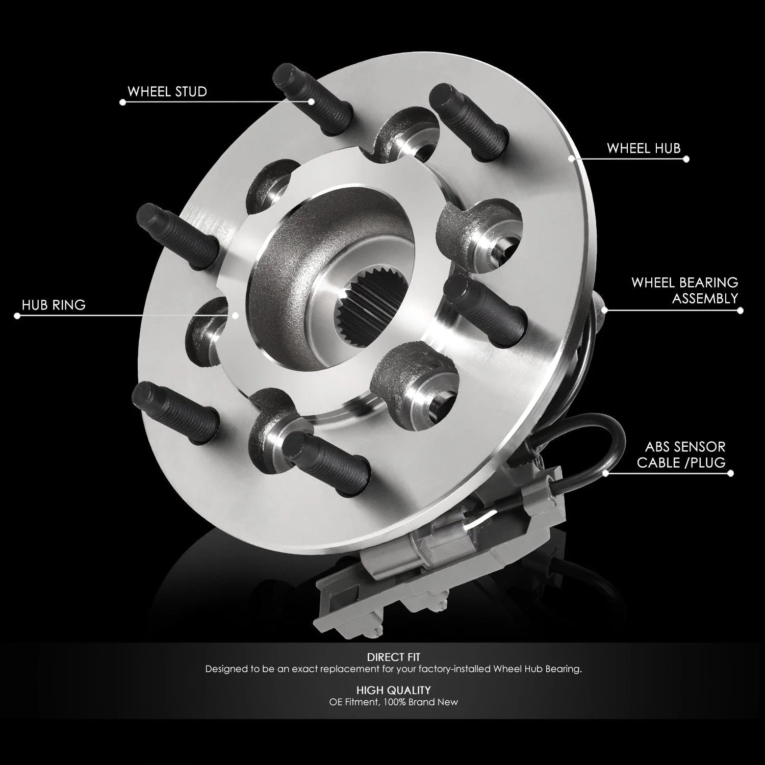Front Wheel Bearing Hub Assembly (Driver/Left) 04-08 Chevy Colorado, GMC Canyon, 07-08 Isuzu I-370