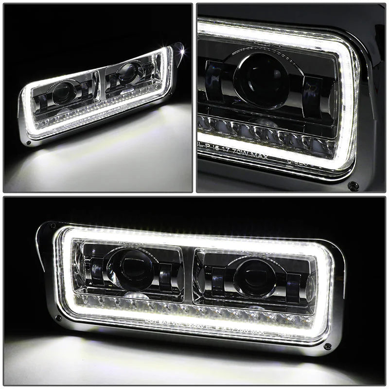 LED DRL Halo Projector Headlights 81-19 Kenworth W900 Western Star 4800
