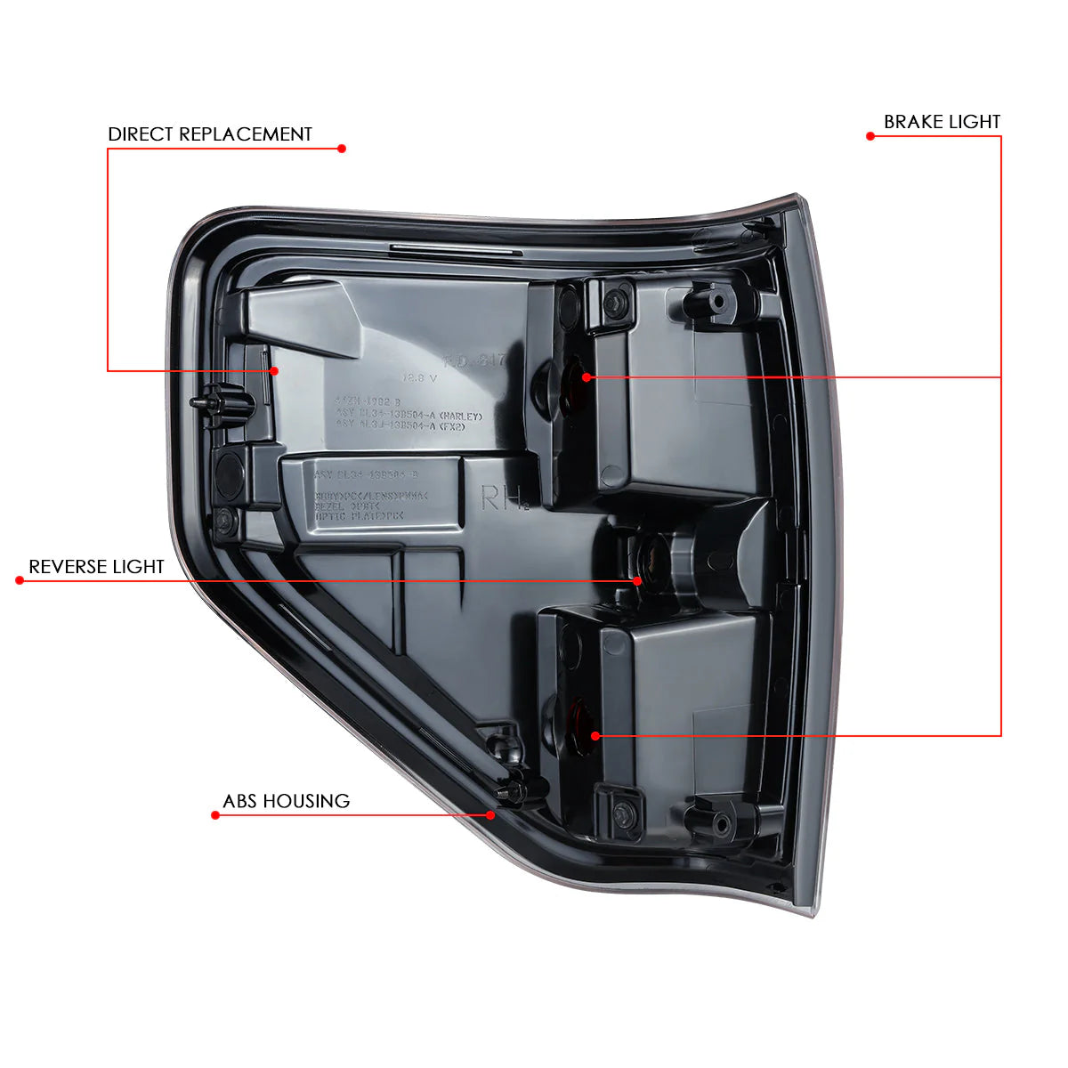 Tail Lights (Black, Red) 09-14 Ford F-150