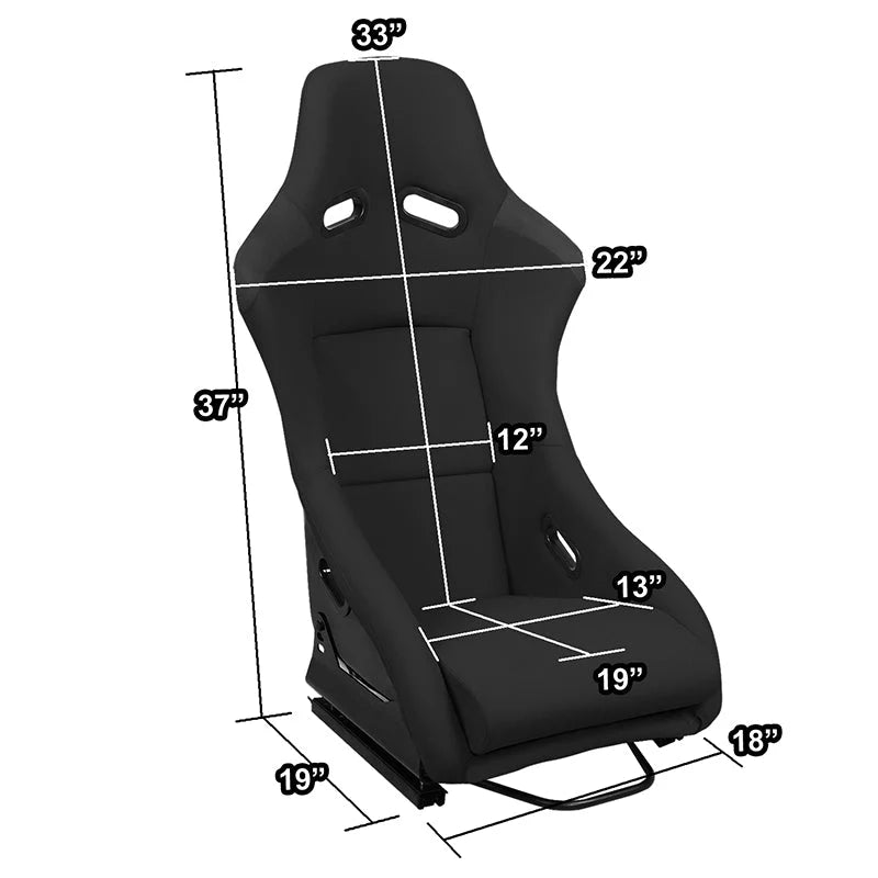 2Pcs Black Woven Fabric Position Racing Seats Universal
